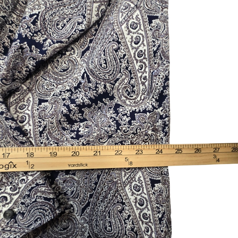 Cremieux Paradise Mens XL Navy White Paisley Print Long Sleeve Cotton Shirt NWT - Picture 10 of 10